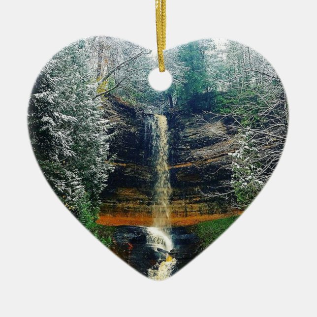 Munising Falls Upper Peninsula Michigan Ceramic Ornament (Front)