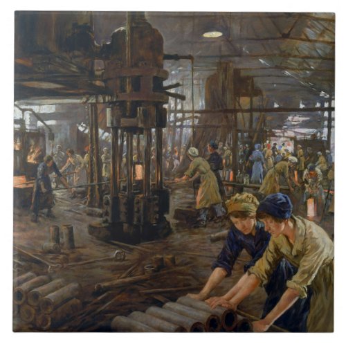 Munitions Girls 1918 at Factory World War 1 Ceramic Tile