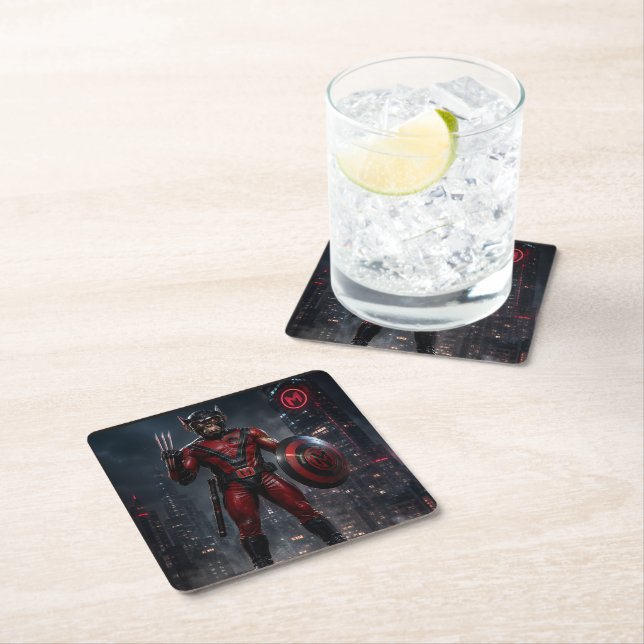 munkus Hero drinks coaster/kitchen/bar/decor Square Paper Coaster (Insitu)