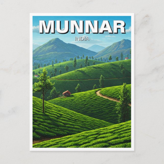 Munnar Kerala India Tea Plantation Postcard (Front)