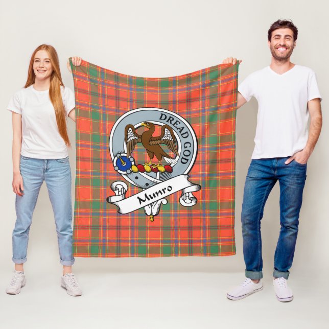 Munro Ancient Clan Badge Tartan Plaid Fleece Blanket (In Situ)