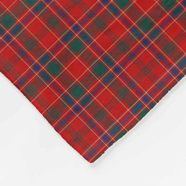 Munro Clan Bright Red, Blue and Green Tartan Fleece Blanket (Corner)