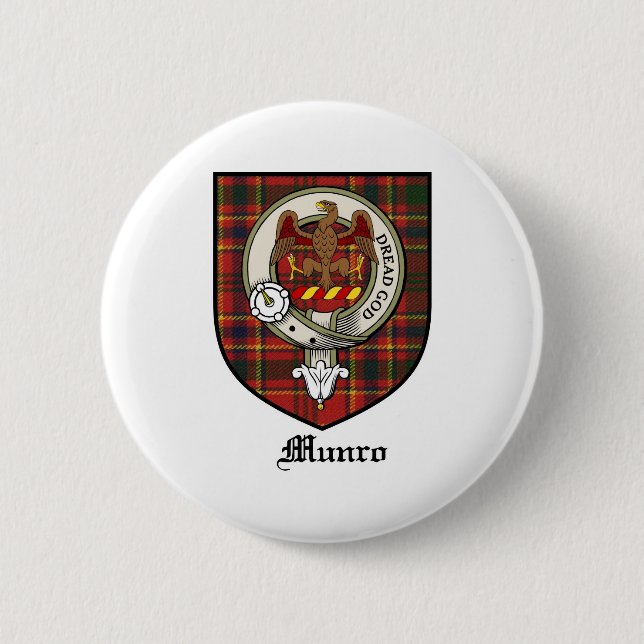 Munro Clan Crest Badge Tartan Pinback Button (Front)