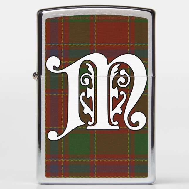 Munro Clan Tartan Monogram Zippo Lighter (Front)