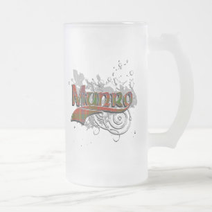 Munro Tartan Grunge Frosted Glass Beer Mug