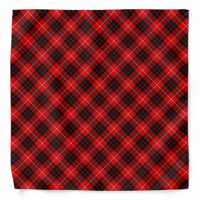 Munro tartan red black plaid bandana (Front)