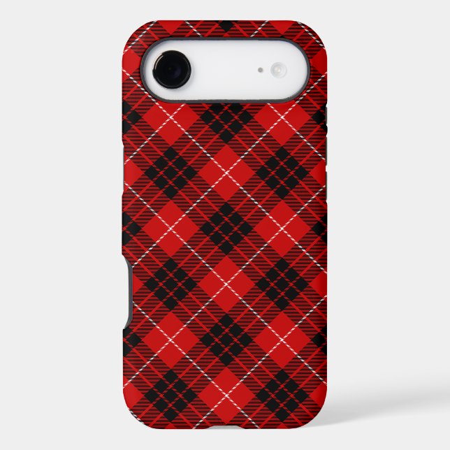 Munro tartan red black plaid iPhone case (Back)