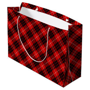 Munro tartan red black plaid large gift bag