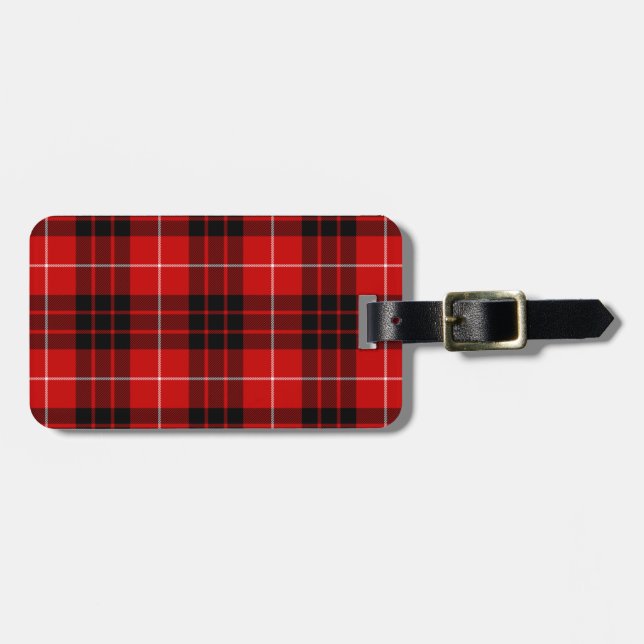 Munro tartan red black plaid luggage tag (Front Horizontal)