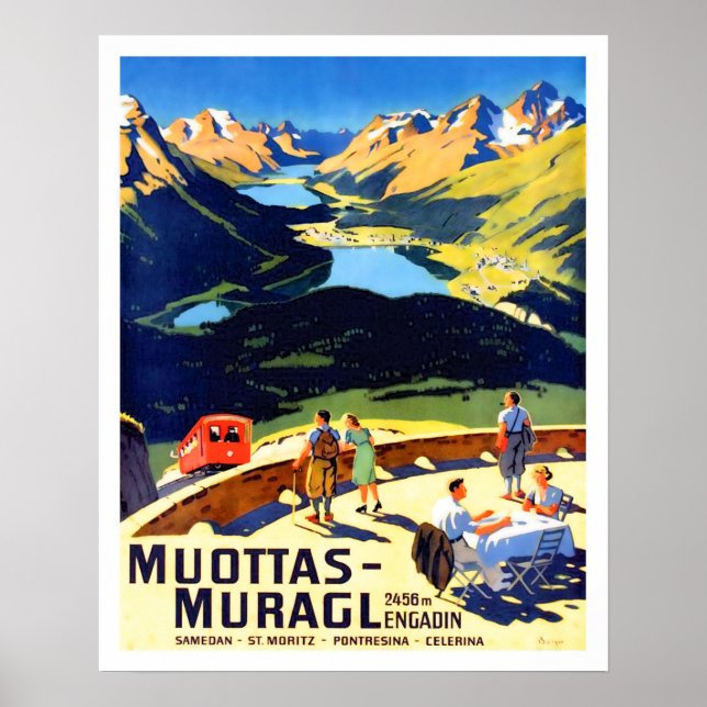 Muottas Muragl mountains landscape, Switzerland Poster (Front)