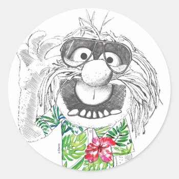Muppets | Animal In A Hawaiian Shirt Classic Round Sticker by muppets at Zazzle