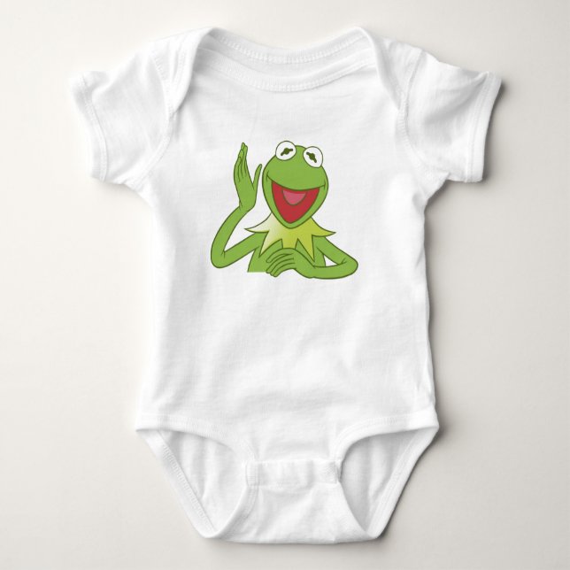 Muppets Kermit waving smiling Disney Baby Bodysuit (Front)