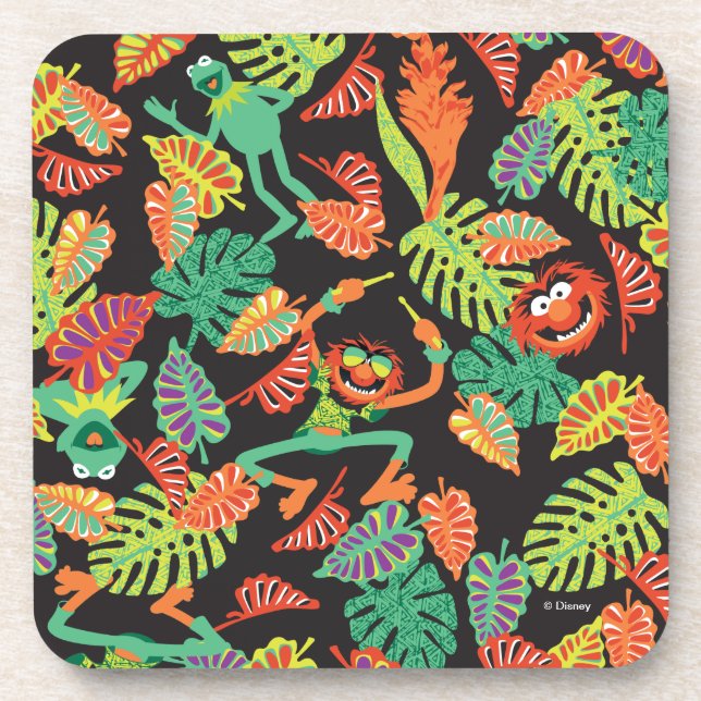 Muppets | Tropical Kermit & Animal Pattern Drink Coaster (Front)