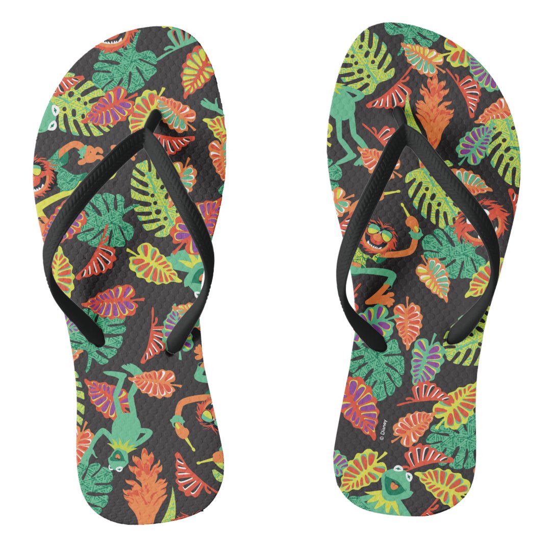 Muppets | Tropical Kermit & Animal Pattern Flip Flops | Zazzle