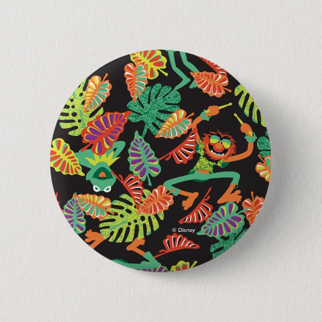 Muppets | Tropical Kermit & Animal Pattern Pinback Button (Front)