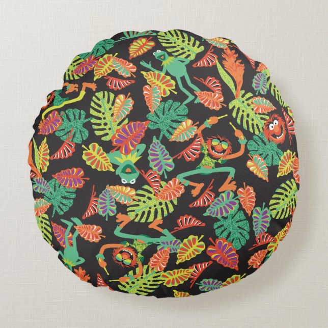 Muppets | Tropical Kermit & Animal Pattern Round Pillow (Front)