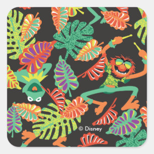 Muppets   Tropical Kermit & Animal Pattern Square Sticker