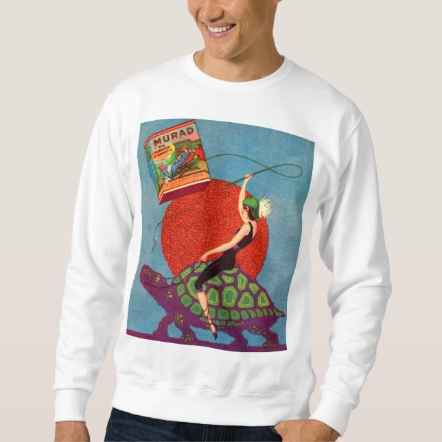 Murad cigarettes lady riding giant tortoise sweatshirt (Front)