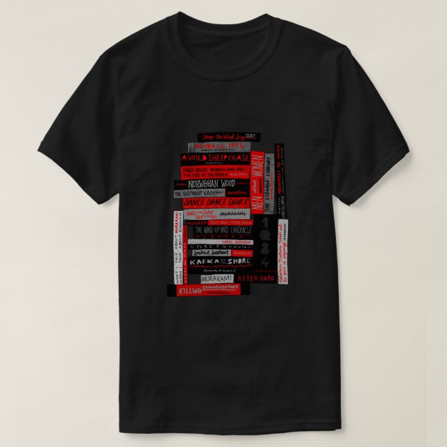 Murakami Book Stack Fanatic (Colour) Fitted T-Shirt (Design Front)