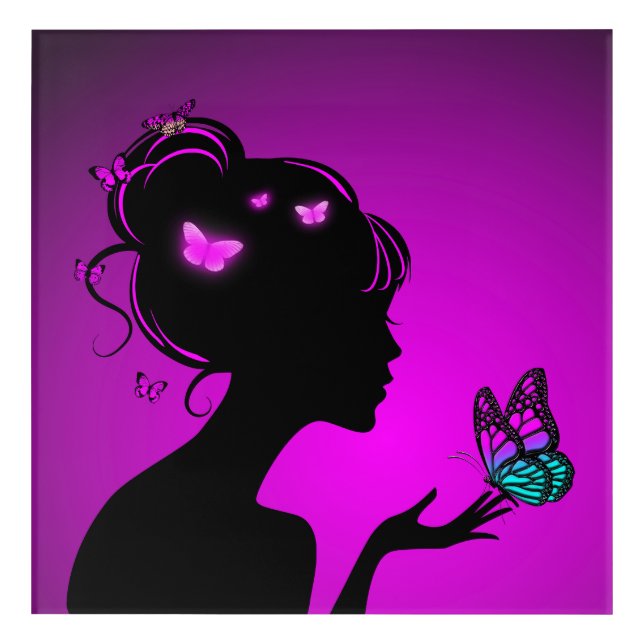 Mural Art In Acrylic Female Purple Butterflies (Front)