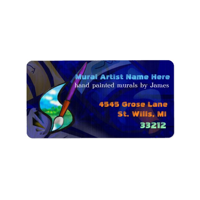 Mural Artist Graphic Design BUSINESS Label (Front)