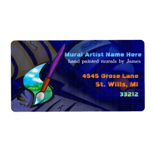 Mural Artist Graphic Design BUSINESS WIDE Label (Front)