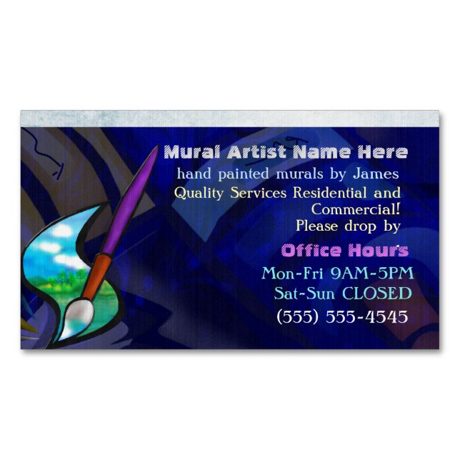 Mural Artist Graphic Design Residential Commercial Magnetic Business Card (Front)