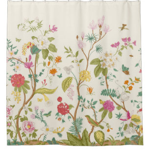 Mural. Bloom. Blooming trees. Vintage floral illus Shower Curtain