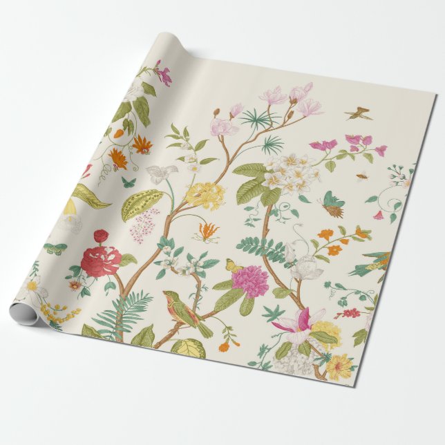 Mural. Bloom. Blooming trees. Vintage floral illus Wrapping Paper (Unrolled)