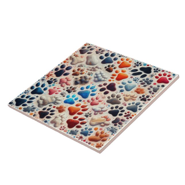 mural canine dog paw print with passion ceramic tile (Side)