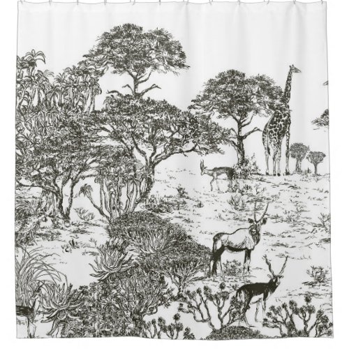 Mural hand drawn Safari Panoramic View African La Shower Curtain
