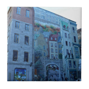 Mural in Old Quebec City, Quebec, Canada Ceramic Tile