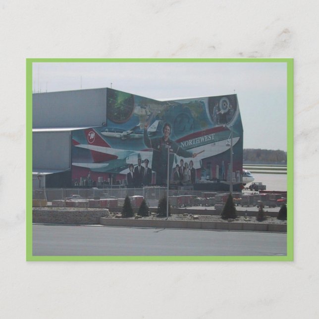 Mural Of Northwest Airlines On A Service Building Postcard (Front)