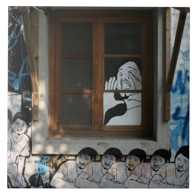 Mural on house, Taipei, Taiwan Tile (Front)