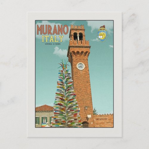 Murano Camapnile and Glass Tree Postcard