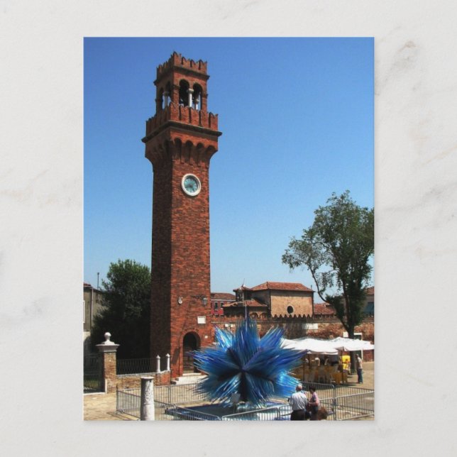 Murano, Italy Clock tower and Glass sculpture Postcard (Front)