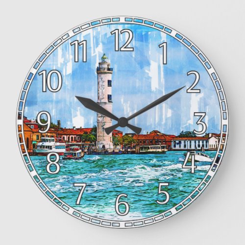 Murano Lighthouse Venice Italy Large Clock