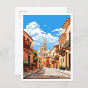 Murcia Spain Art Vintage Travel Illustration Postcard