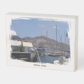 Murcia Spain boats on the water photo rustic Wooden Box Sign