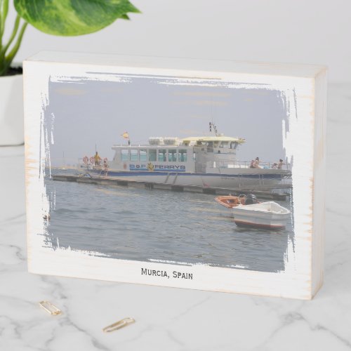 Murcia Spain ferry photo rustic Wooden Box Sign