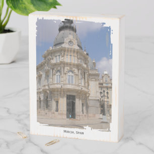 Murcia Spain Spanish building photo rustic Wooden Box Sign