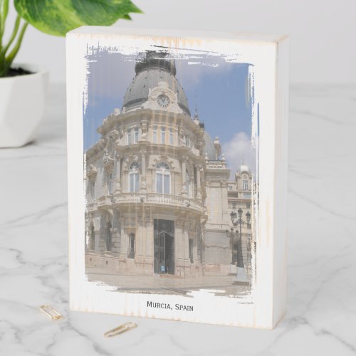 Murcia Spain Spanish building photo rustic Wooden Box Sign