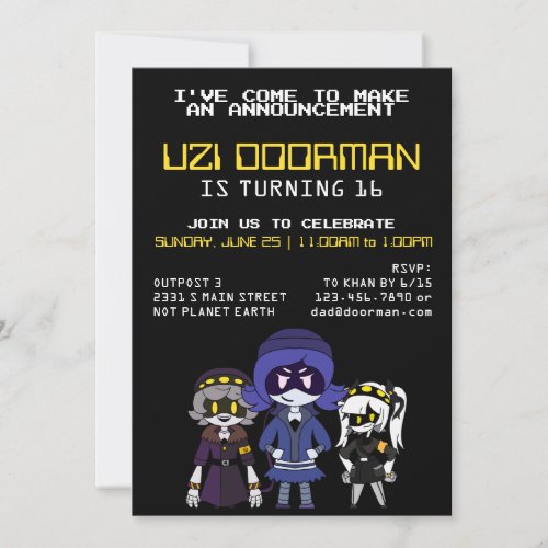 Murder Drones Birthday Party Invitation