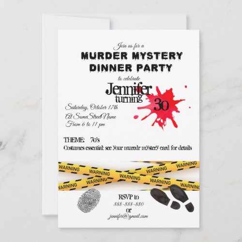 Murder mystery birthday dinner party crime scene  invitation