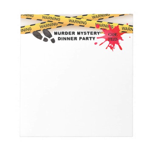 Murder mystery birthday dinner party crime scene   notepad