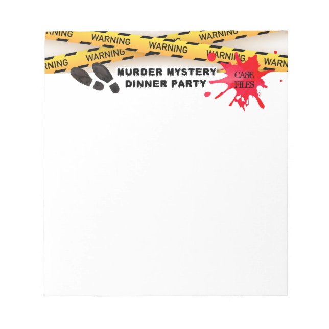 Murder mystery birthday dinner party crime scene   notepad (Front)