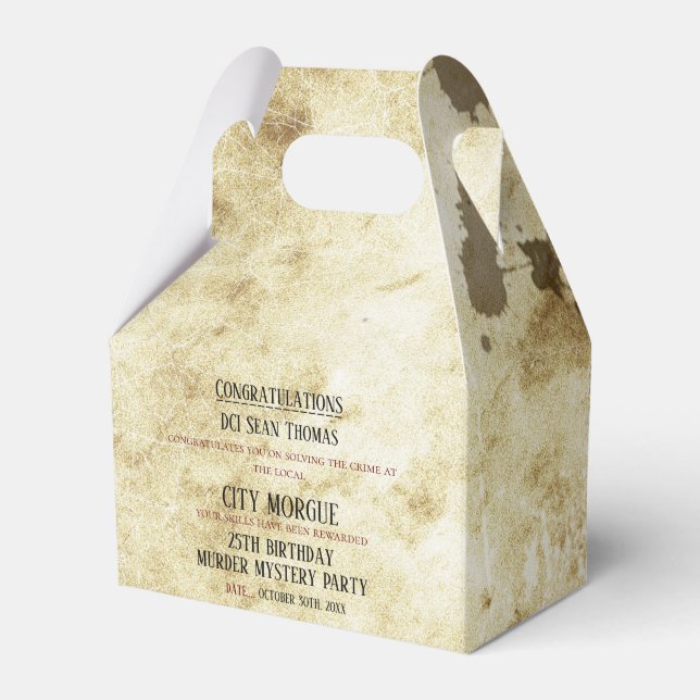 Murder Mystery Birthday Favor Boxes (Front Side)