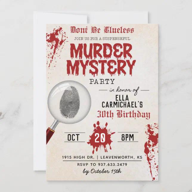 Murder Mystery Birthday Invitation | Zazzle