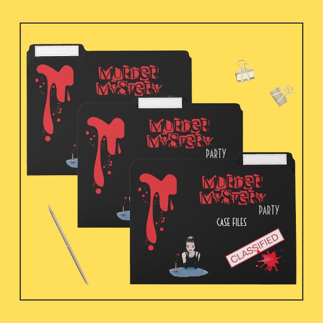 Murder Mystery Birthday Party Black Elegant  File Folder (Creator Uploaded)