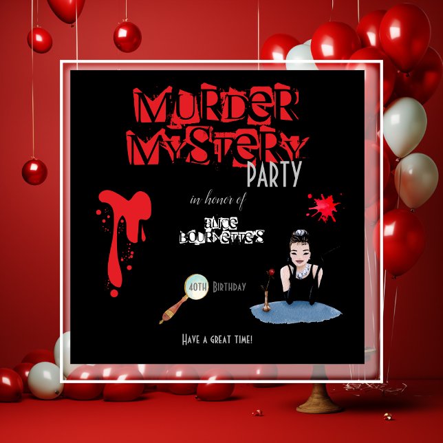 Murder Mystery Birthday Party Black Elegant  Napkins (Creator Uploaded)